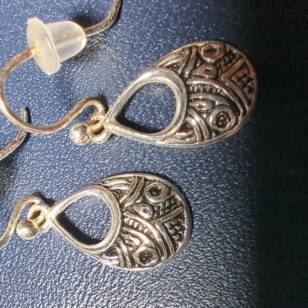 CharleneSevier Silver Teardrop Earrings, Silver Boho Drop - Picture 2 of 3